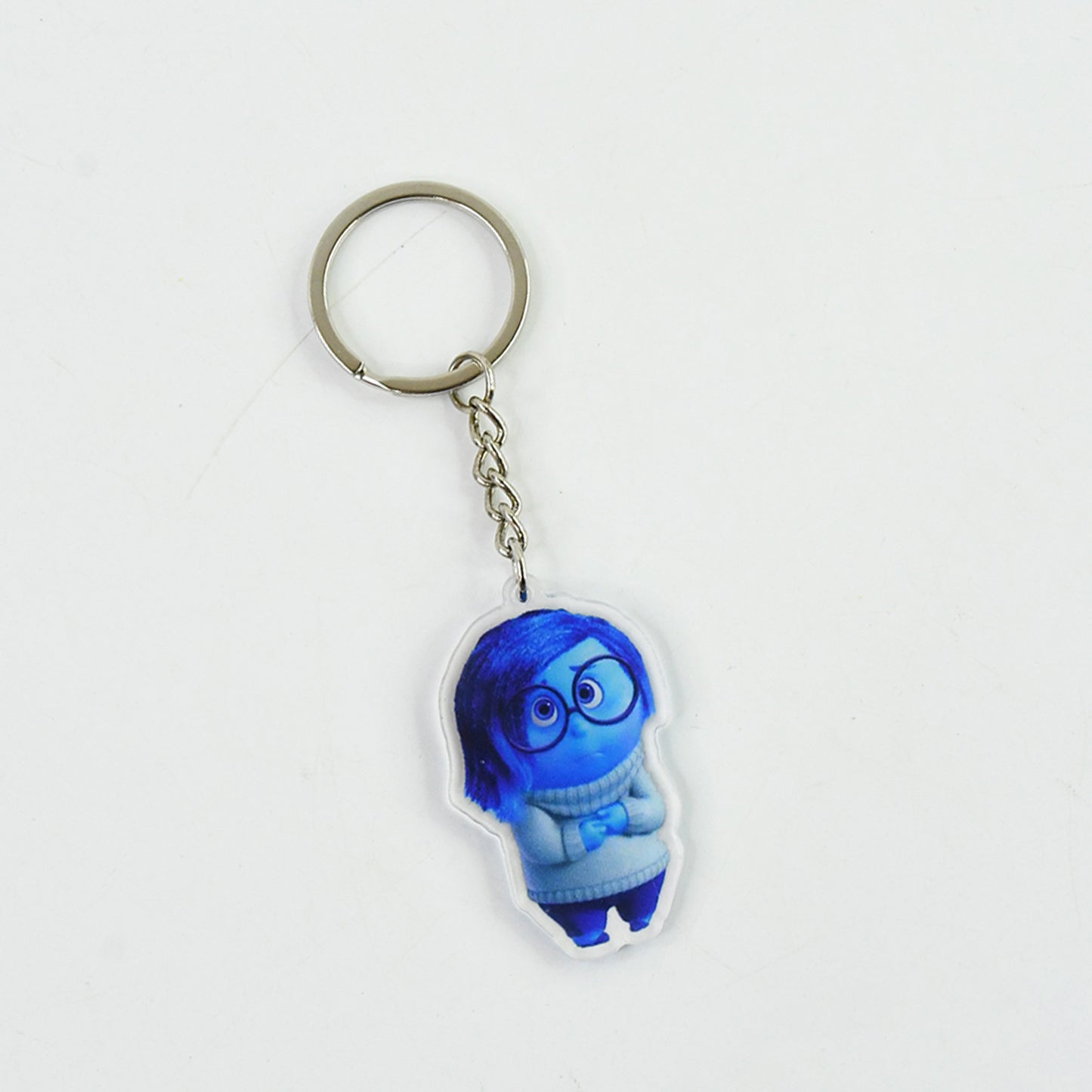 Animated Character Acrylic Keychain - Blue Figure with Metal Ring (1 Pc)