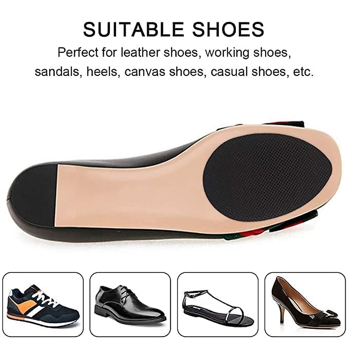 Non-slip Shoe Pads Rubber Shoe Sole Protector Pads Self-adhesive Shoe Grips Pads Stickers Non Skid For Ladies Shoes High Heels Boots (1pc) - Happy Price - Image 4