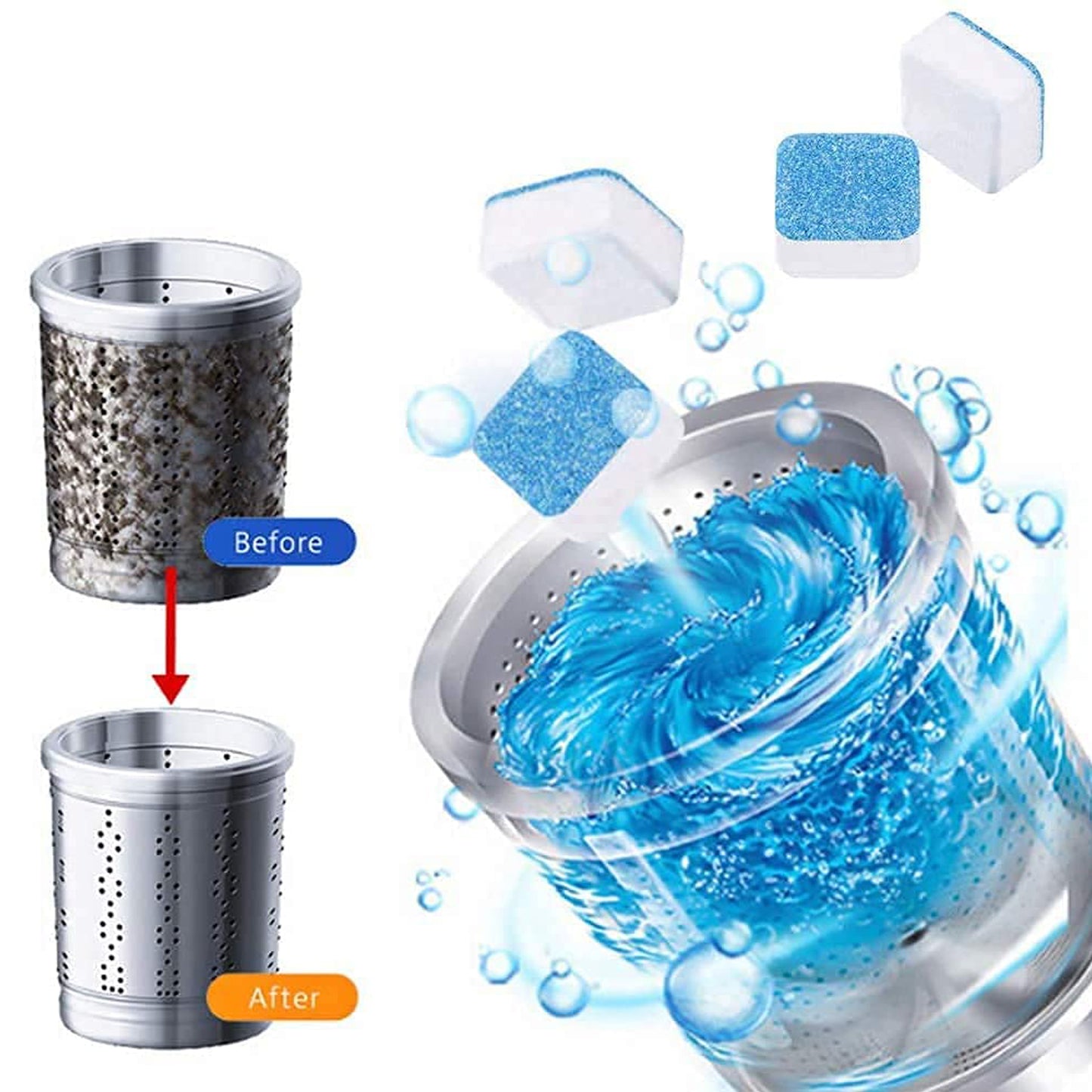 Washing Machine Effervescent Tablet For All Companys Front And Top Load Machine Tablet For Perfectly Cleaning Of Tub  Drum Stain Remover Washer Cleaner - Happy Price - Image 3