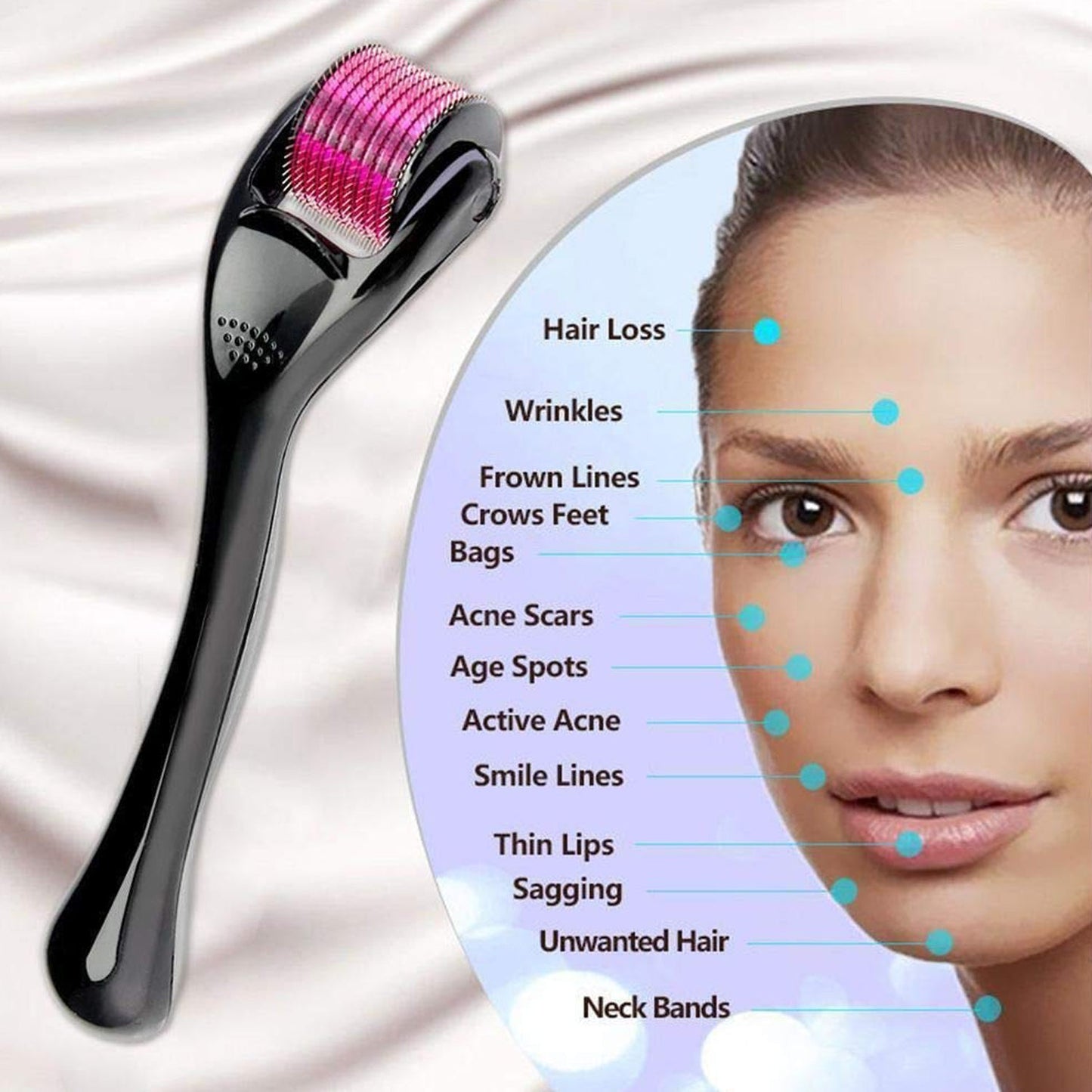 Derma Roller Anti Ageing And Facial Scrubs  Polishes Scar Removal Hair Regrowth (0.75mm) - Happy Price - Image 5