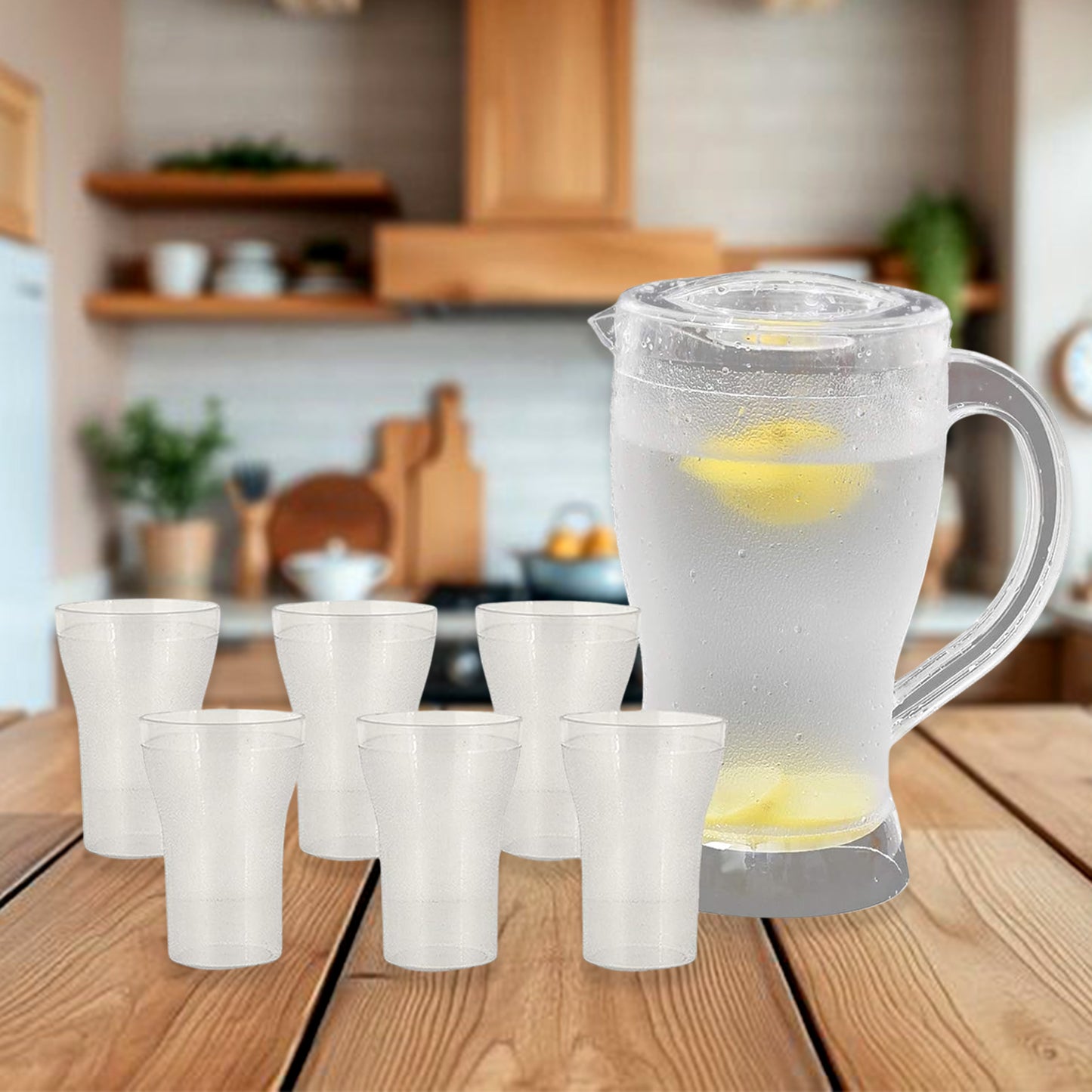 Apex Unbreakable Lemon Jug Set With 6 Glasses  1200ml Jug + 300ml Glasses Approx - Happy Price - Image 5