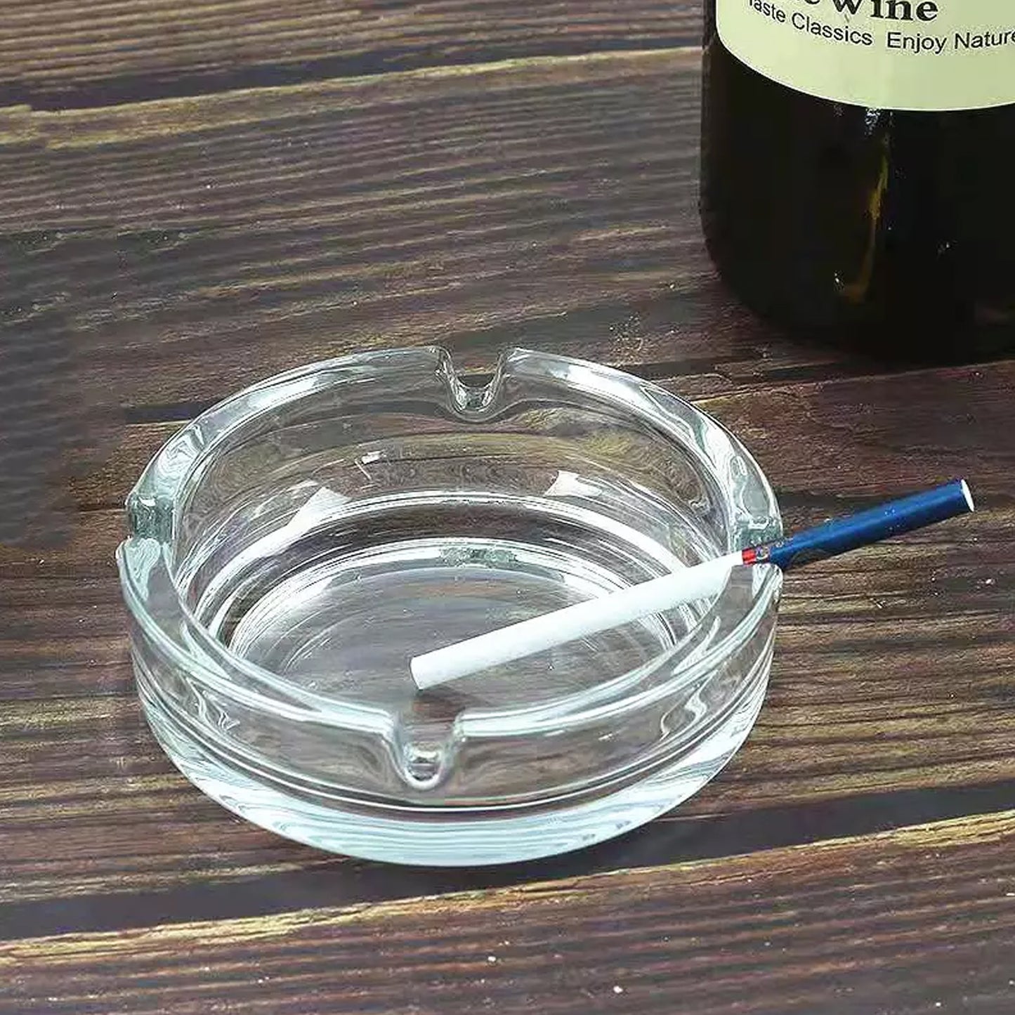 Glass Classic Crystal Quality Cigar Cigarette Ashtray Round Tabletop For Home Office Indoor Outdoor Home Decor - Happy Price - Image 4