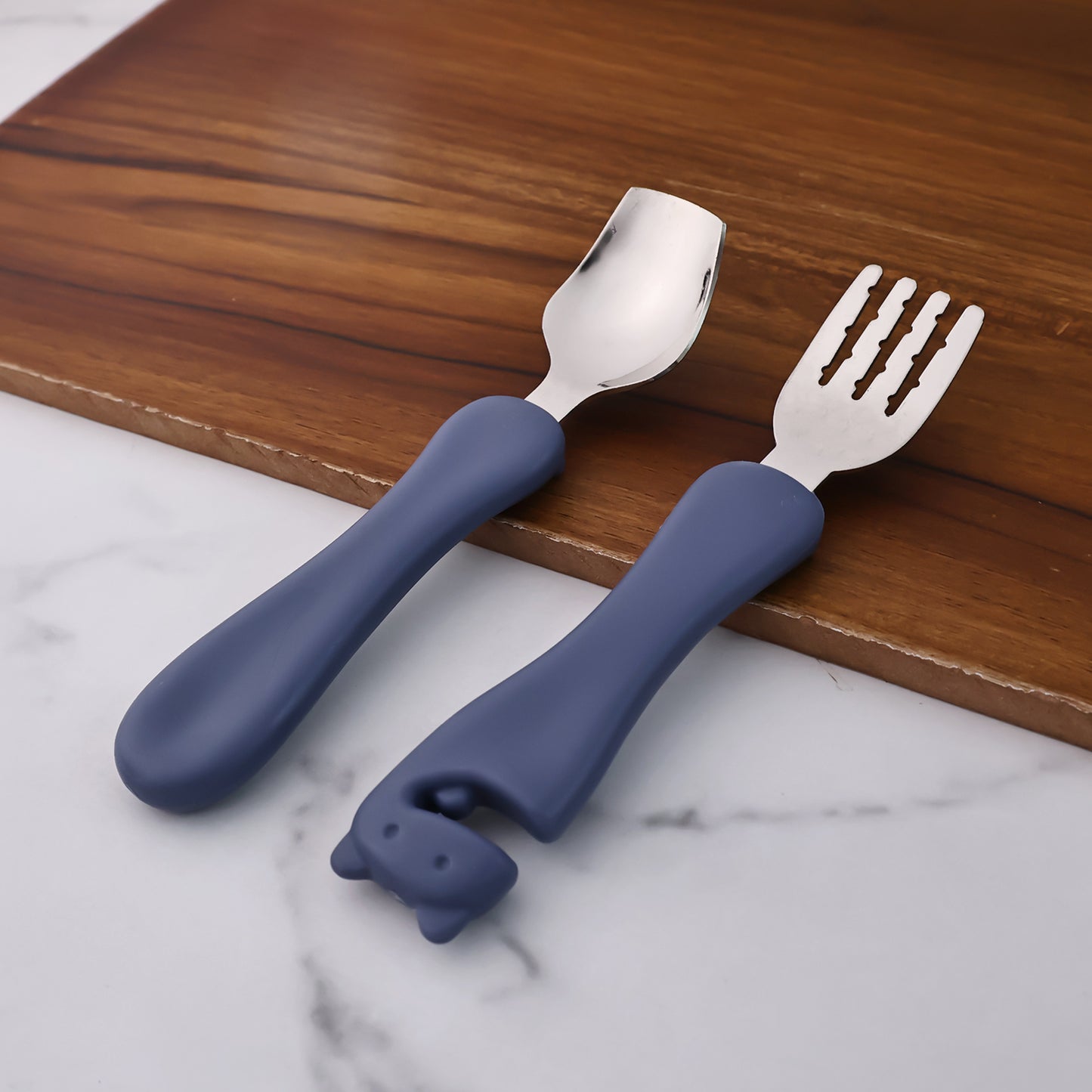Supermom Foodie Stainless Steel Spoon  Fork (2 Pc Set) - Happy Price - Image 2
