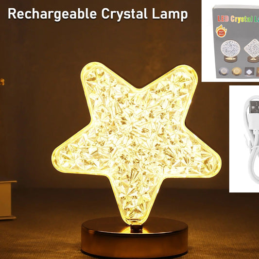Star Shape Crystal Diamond Lamp Cordless Luxury Lamp With Usb Rechargeable 3-way Dimmable  Touch Control Decorative Nightstand Lamp For Bedroom Living Room Party Restaurant Decor (1 Pc ) - Happy Price - Image 1