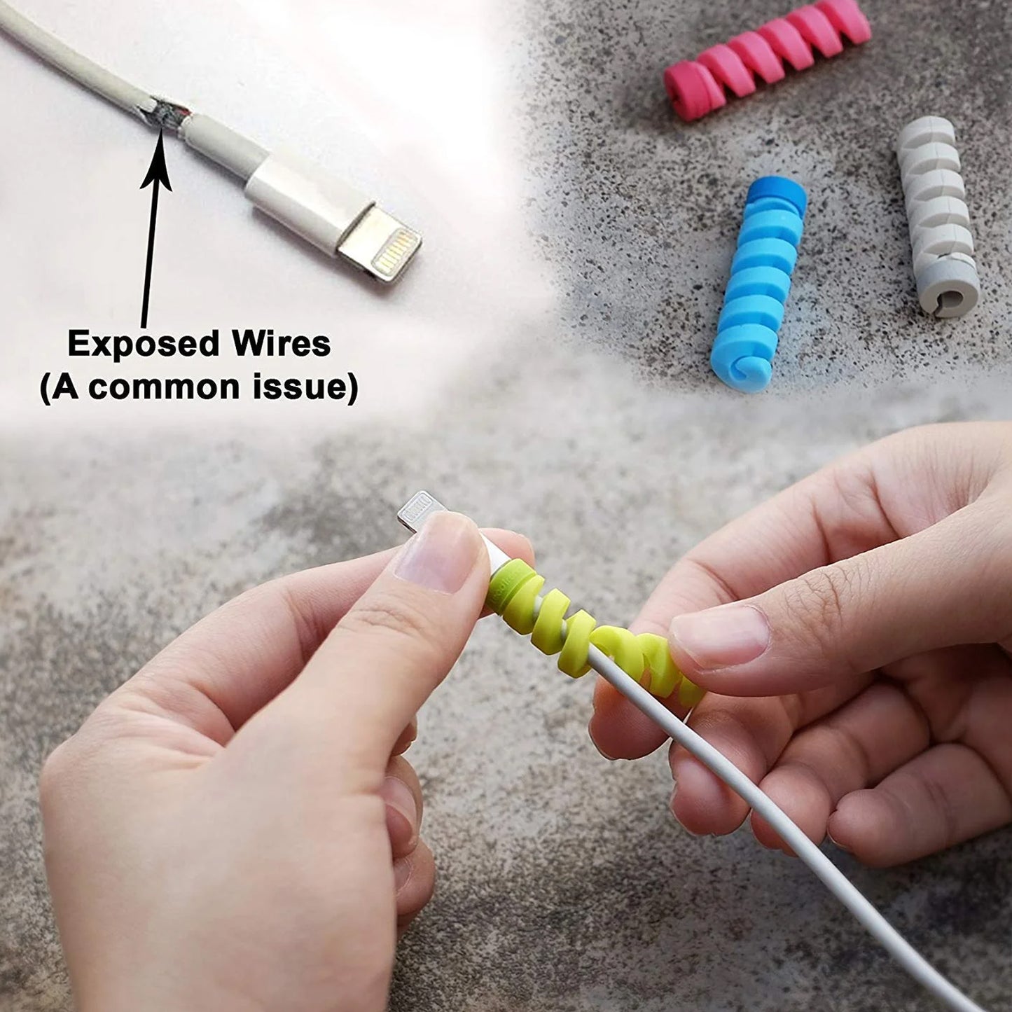 Spiral Charger Cable Protector Data Cable Saver Charging Cords Protective For All Universal Earphone  Cable Cover (Pack Of 10) - Happy Price - Image 7