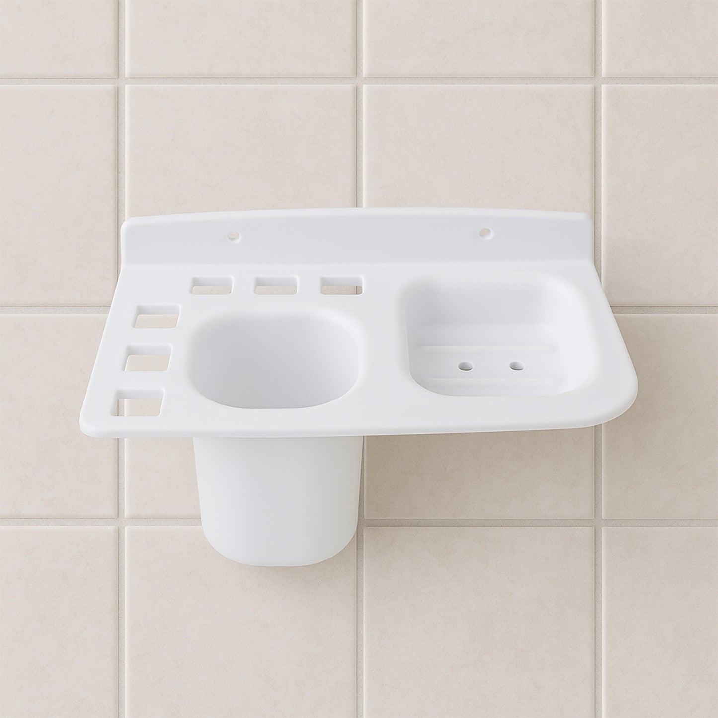 3in1 Wall Mounted Multi-compartment Toothbrush  Soap Holder With Cup (1 Pc) - Happy Price - Image 5