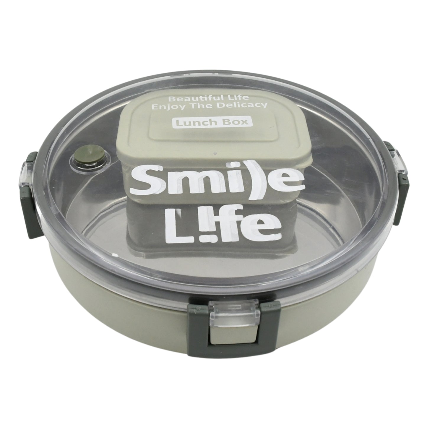 Miracle Stainless Steel Round Lunch Box With Small Plastic Box Insert Leak Proof Lunch Box With Transparent Lid Lunch Box For Kids  Adults For School Office (450 Ml + 250 Ml Approx) - Happy Price - Image 4