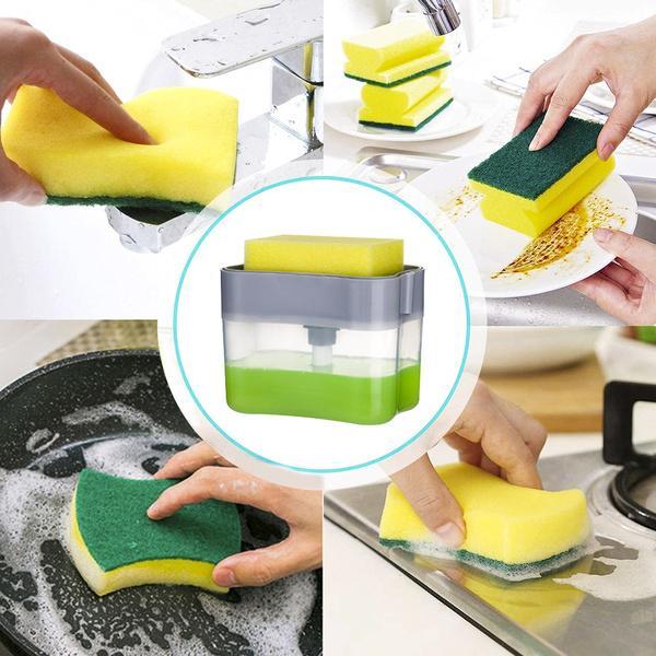 Liquid Soap Dispenser On Countertop With Sponge Holder For Pet - Happy Price - Image 4