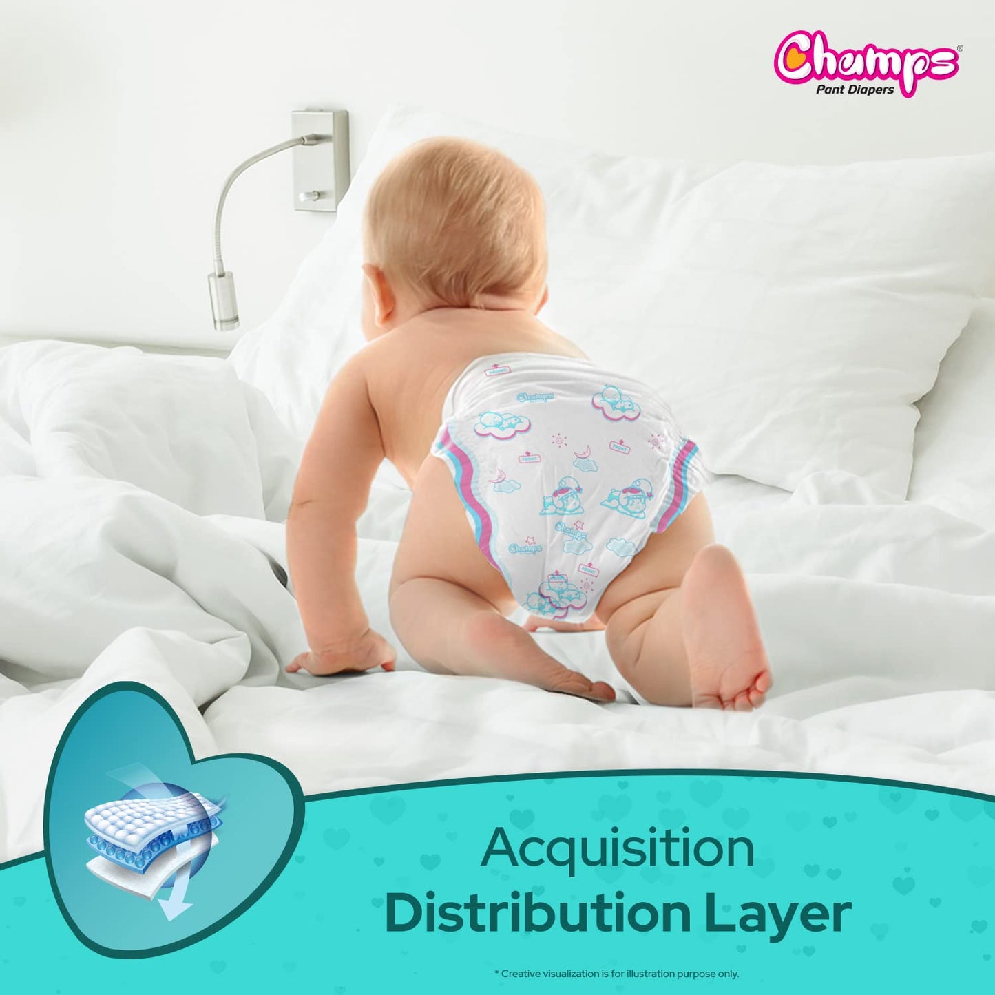 Champs Soft And Dry Baby Diaper Pants  62 Pcs (Large Size) - Happy Price - Image 3