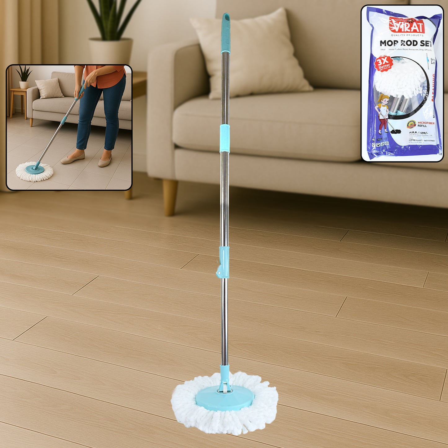 Adjustable Stainless Steel Mop Rod Set 120 Cm - Happy Price - Image 7