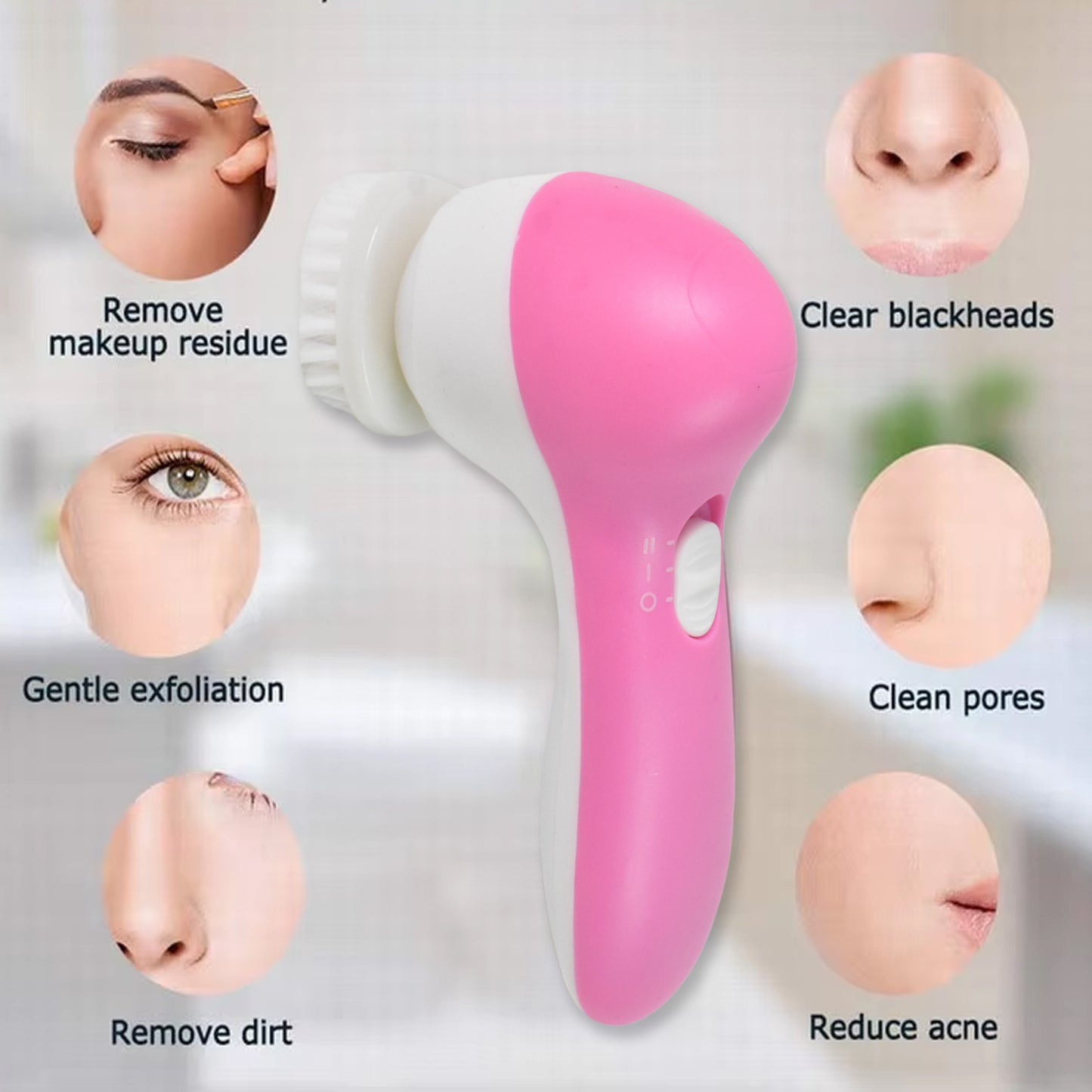Facial Beauty Brush Face Massager (1 Pc  With 2 Aa Battery Included) - Happy Price - Image 3