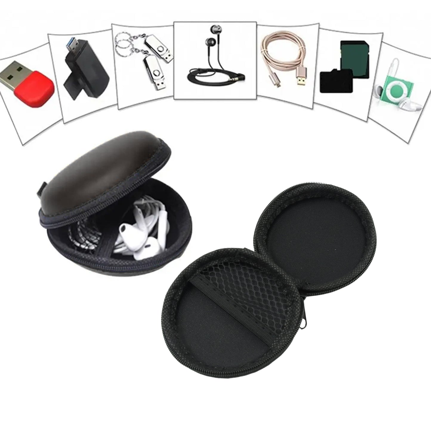 Earphone Carrying Cute Case Round Pocket Pouch For Headphone Data Cable Coins Airpods Pendrive Earphone Case Organizer Perfect Return Gift (Mix Design 1 Pc) - Happy Price - Image 6