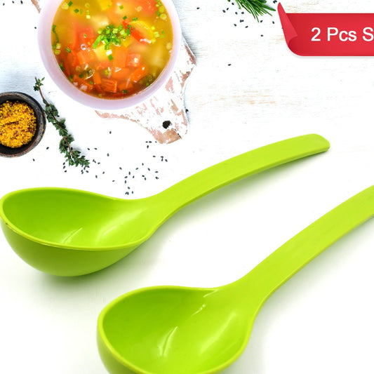 Plastic Spoon Kitchen Multipurpose Serving Ladle For Frying Serving Turner Curry Ladle Serving Rice Spoon Used While Eating And Serving Food Stuffs Etc (2 Pcs Set  10 Inch ) - Happy Price - Image 1