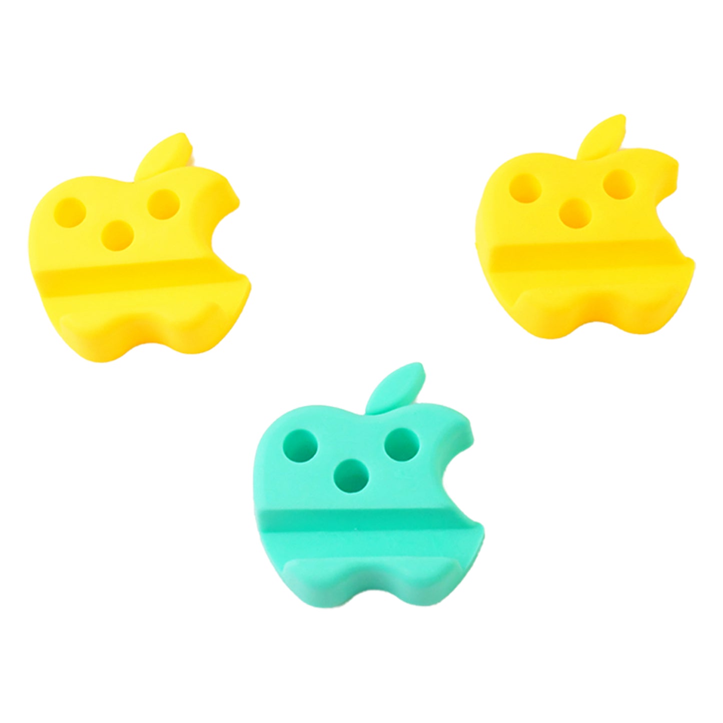 Multi-functional Apple-shaped Plastic Mobile Stand With Pen Holder (3 Pc  Mix Color) - Happy Price - Image 2